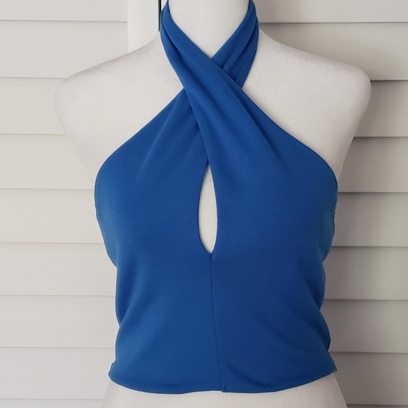 NWOT Zara Blue Torquoise Halter Top Size L - Picture 3 of 10